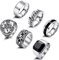 Adramata 6 Stück Herren Edelstahl Ringe Set - Keltische Knoten, Band, Biker, Gothic, Vintage Wikinger Siegelringe - Silber Gold für Männer