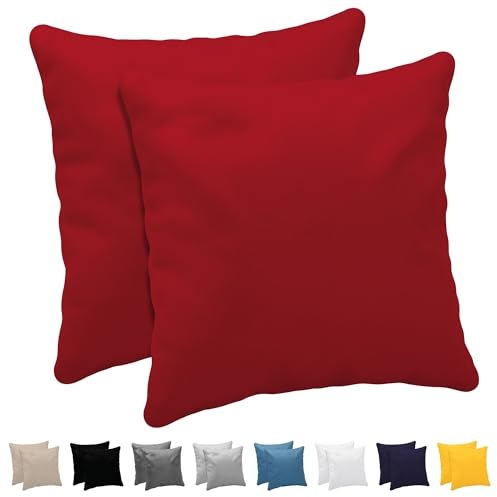 Dreamzie Kissenbezug 50x50 (Set mit 2) - 100% Jersey Baumwolle 150 g/qm Kissenbezüge -Rot - Für Kissenbezug 50x50 Baumwolle - Kissenhülle - Kissenbezug - Resistent und Hypoallergen