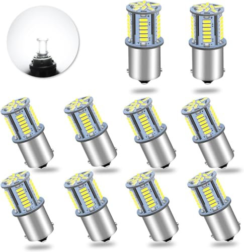 JEFLYM 10 Stück 1156 12V kleine Glühbirne,Weißes Licht,2.2 Watt Glühbirne (1156 Weiß)