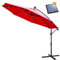 Ikodm Parasol avec manivelle | Parasol déporté avec support | Parasol de jardin, protection solaire, protection UV, aluminium, à manivelle, parasol de marché étanche pour le jardin, Rouge avec LED