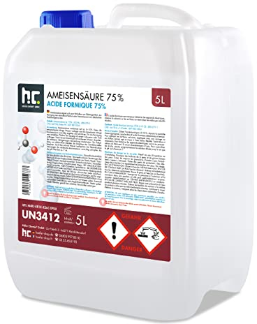 Höfer Chemie – 2 x 5L Ameisensäure 75% – Starker Entkalker & Reiniger für Imker, Leder, Kunststoffe & Edelsteine – Ideal zum Entkalken, Beizen & Imprägnieren – Methansäure, Formylsäure, Carbonsäure