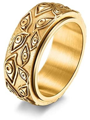 YAHOYA Spinning Spinner Ring Homme Titan Stahl Ring für Männer Auge der Vorsehung Punk Drehen Drehen Angst Fidget Ringe Zubehör