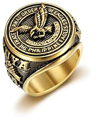 MayiaHey Fliegender Adler Ring, Adler-Vogel-Ring für Männer, Gold Falkenring Punk Amerikanischer Adler-Schmuck, Jahrgang Weißkopfseeadler-Ring Adler Münzring Fliegend Falke Ring für Jungen (20.6)