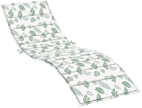 vidaXL Coussin de Chaise Longue, Matelas de Bain de Soleil Anti-Glissement, Décoration Jardin Terrasse, Motif de Feuilles Tissu Oxford