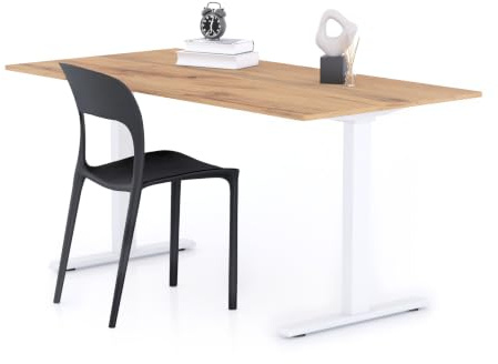 MOBILI FIVER, Schreibtisch Clara 160x80 Rustikale Eiche mit Fixen Weißen Beinen