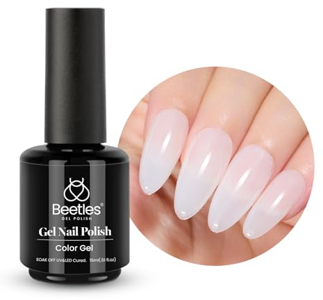 Beetles UV Gel Nagellack Perle Transparent, 15 ml Jelly Milchig Gel Nagellack Gelee, Geschenk für Nagelkunst DIY- Heimmaniküre Geschenk für Frauen Gel Polish