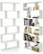 HOMASIS Libreria da Parete a 6 Livelli, Libreria Scaffale in Legno, Divisorio a Parete Multifunzionale con Design Antiribaltamento, Libreria a S per Ufficio, Salotto, 80 x 23 x 191cm (Bianco)