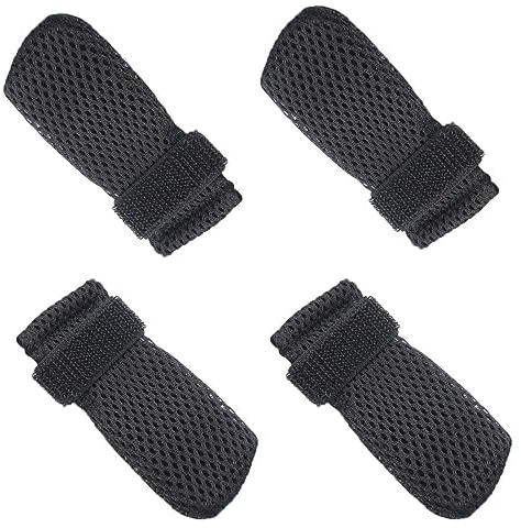 Changyeah 4 Stück Verstellbare Katzenschuhe Aus Netzstoff - Pfotenschutz, Atmungsaktive Socken, Kratzfeste Schuhe Zum Baden - Schwarz
