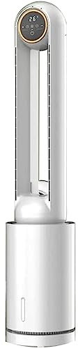 ZUMAHA Famiglia Ventilatore a Torre a 3 impostazioni di velocità, umidificazione Ventola di Raffreddamento con Serbatoio dell'Acqua da 1,7 Litri, Ventola oscillante Senza Lama Freddo