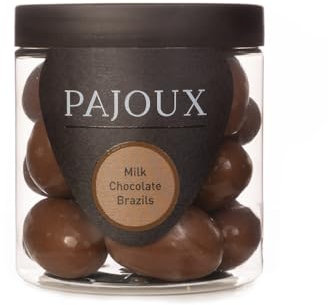 Pajoux Milk Chocolate Brazils (Small) 180g | Milk Chocolate - Chocolate Nuts - Brazil Nuts - Milk Chocolate Covered Nuts - Chocolate in a Gift Jar
