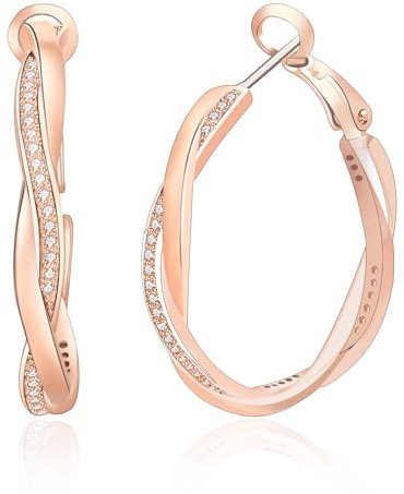 Rose Gold Hoops Earrings for Wome 30mmn, Rose Gold Earrings Hoops Hypoallergenic Huggie Sleeper Earring, Small Hoop Earring for Girls Birthday Gifts for Her Christmas Gifts