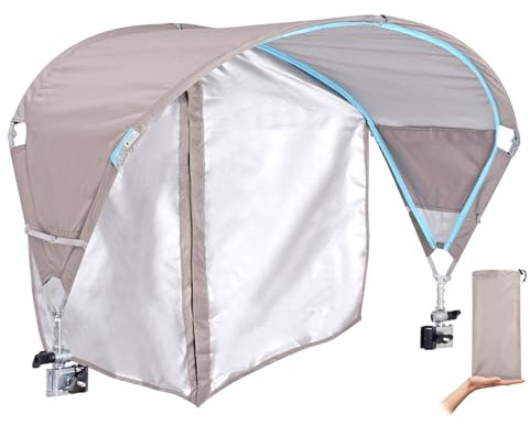 Universal Chair Umbrella Canopy, UPF 50+ Sun Shade with Adjustable Clamp Clip for Beach Chair, Outdoor Camping Chair, Sports Chair, Lawn Chair, Tanning Chair, Zero Gravity Chair, 2 Pack Beige