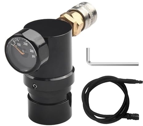Paintball PCP Luftkompressor Lufttank Regler HPA Micro MR Luftregler, W/US Foster Koppler W/Remote Coil Schlauch 2000psi Manometer, Ausgangsdruck 40-200PSI Paintball Lufttankregler und Ventilanzeige