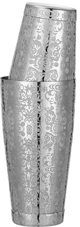 Shaker Boston en acier inoxydable avec motif gravé Argenté