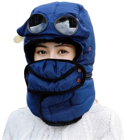 RajoNN Hüte Russische Schnee-Ski-Mütze für Damen, Damen-Wintermütze mit Ohrenklappe und Brille, Bombermütze