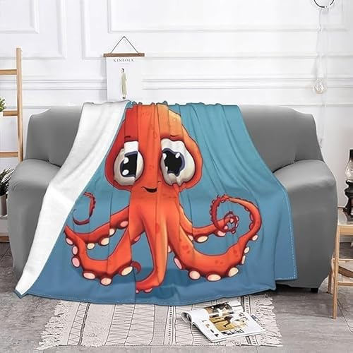 Coperta Pile Singolo 70x130 polpo, Coperta Plaid di Peluche Flanella Letto Singolo, Doppio Strato Coperta Termica in Microfibra per Plaid Divano Copriletto