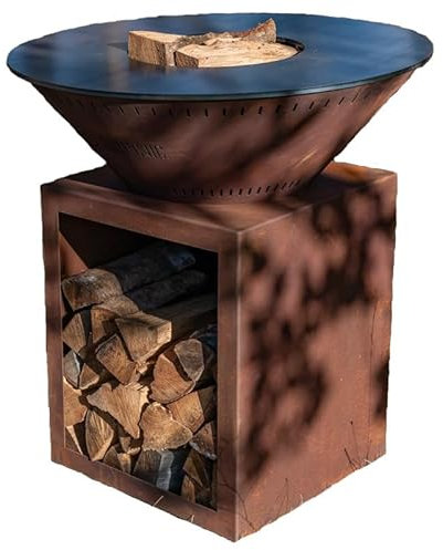 CLASSIQUE Double Cuve Corten - Brasero 83 cm - Modèle compact et pratique pour des moments conviviaux à l'extérieur