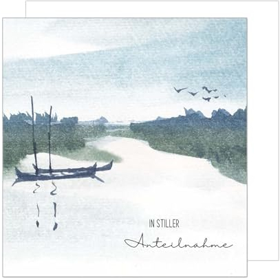 Edition Seidel Premium quadratische Trauerkarte mit Umschlag. Beileidskarte Karte In stiller Trauer Mitgefühl stille Anteilnahme Abschied herzliches Beileid Vögel See Himmel (TQ106 SW024)