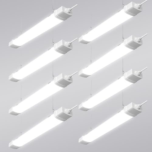 Viugreum 8 Packs Pantalla Luz LED 90cm Conectable, IP66 Impermeable 30W 3000LM Blanco Neutro 4500K, Lámpara Fluorescente LED con Cadena Suspendida, Luz Led Neón de Techo para Taller, Baño, Oficina
