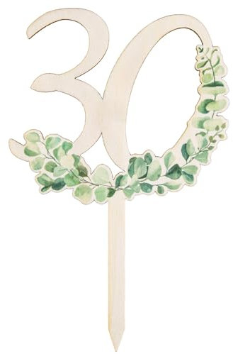 Logbuch-Verlag Tortendeko 30. Geburtstag Caketopper Zahl 30 für Frauen & Männer Eukalyptus Geburtstagsdeko 18 x 12 cm