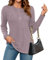 WNEEDU Maglione Donna Sottile Invernale Elegante Manica Lunga Girocollo Pulsanti Top Autunno Casual Knitted Pullover Grigio Rosa XL