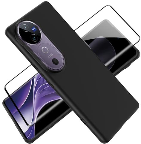 Tieeyivv Hülle für VIVO V40 5G mit 1 Stücks für Panzerglas Schutzfolie, Soft Matte Handyhülle [Kamera Schutz] [Weiche Innenschicht] Anti-Scratch Dünn Schutzhülle