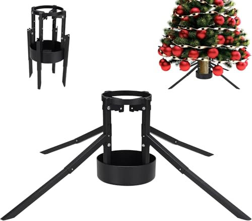 FLY HAWK Supporto per Albero di Natale per Alberi Artificiali Veri e Grandi, Regolabile per Tronchi da 5-12cm, Fino a 228-274 cm Staffa per Alberi Viventi ed Artificiali con Serbatoio d'Acqua/Nero