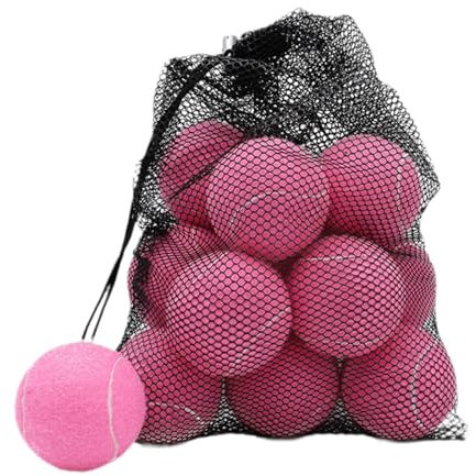 LOVIVER Lot de 18 balles de Tennis pour entraînement, Exercice de résilience, balles élastiques résistantes à l'usure pour débutants, Rose