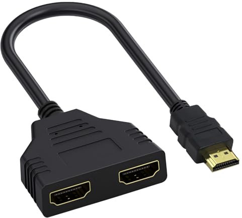 Supecesorio Adaptateur répartiteur HDMI 1080P mâle vers Double Femelle 1 vers 2 Voies, Câble HDMI pour HDTV HD, LED, Moniteur LCD et Projecteurs, ne Prend Pas en Charge l'utilisation simultanée