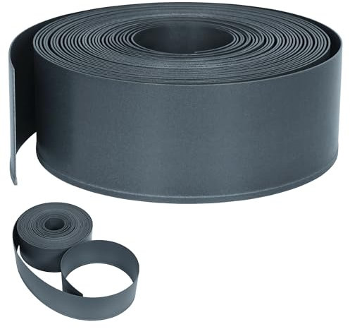 SUBTLETY 10m Rasenkante Beetumrandung Gartenumrandung PP-Kunststoff Rolle Wetterfeste Beeteinfassung Flexible Blumenbeetumrandung Rasen Mähkante für Wege, Begrenzungen, Kieswege (Anthrazit)