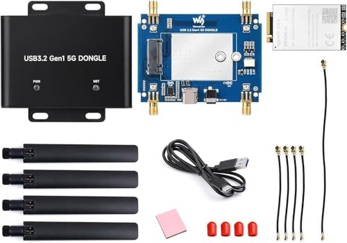 TUOPUONE 5G DONGLE Erweiterungsplatine USB 3.2 Port Aluminiumlegierung Gehäuse Quad-Antennen Onboard M.2 Key B Schnittstelle mit RM520N-GL 5G Modul (global)
