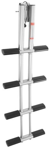 ROMYIX Échelle de piscine en acier inoxydable 304 - 4 marches - Pliable - Pour bateaux, yachts, piscines, capacité de charge : 408 kg