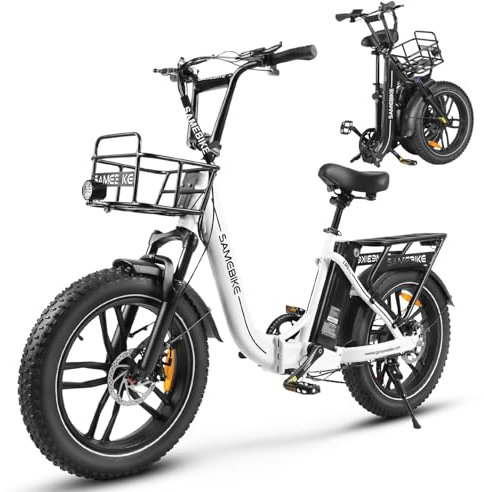 SAMEBIKE E-Bike Klapprad Elektrofahrrad mit 20 Zoll Fat Tire, 13Ah Lithium-Akku für Lange Reichweite bis 120KM, 7-Gang-All-Terrain Ebike Herren für MTB, Strand & Schnee