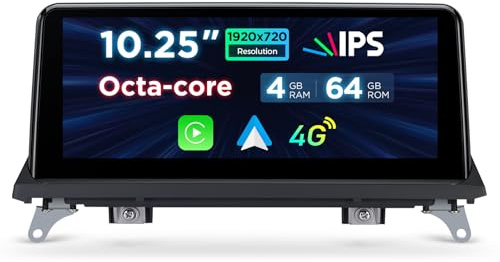 XTRONS 10.25 Zoll IPS-Bildschirm Android 14 Autoradio Octa Core 4+64GB Eingebautes 4G LTE WiFi GPS Bluetooth Car Play Optional DAB DVR OBD TPMS Für BMW X5 E70 X6 E71 CCC System