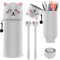 Trousse en Silicone Kawaii,Trousse en Silicone Souple 2-en-1 Avec 2 Stylos,Trousse Scolaire Silicones Extensible,DIY Trousse à Crayons en Silico pour Adolescents, aux Filles, à l'école, Bureau,Chat