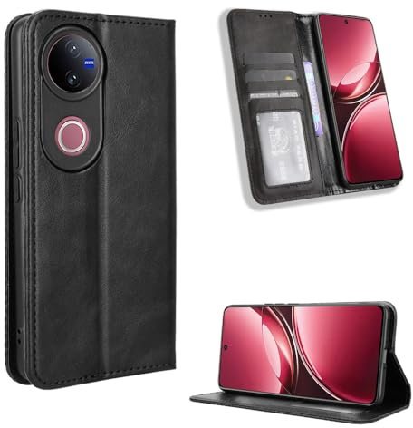 BellaCase Vivo V50 5G Coque [Étui Portefeuille] [Fonction Support] [Slots pour Cartes] [Couverture à Rabat Magnétique] Compatible avec Le Smartphone Vivo V50 5G(Noir)