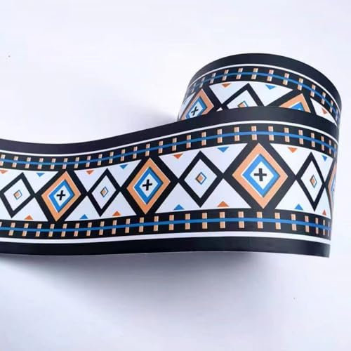 VisitRyl Cenefas Adhesivas para Cocina Baño Decorativas Celosía de diamante en blanco y negro 12cm X 1000cm Fácil Aplicación Resistente Agua