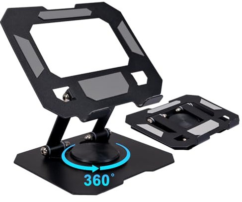 Soporte Tablet Ajustable, Tablet Stand Mesa de Aluminio, Plegable y Giratorio 360 °, Compatible con Tabletas, iPad Pro Air, Galaxy Tab, Monitores Portátiles y Otros Dispositivos de 4-16, Negro