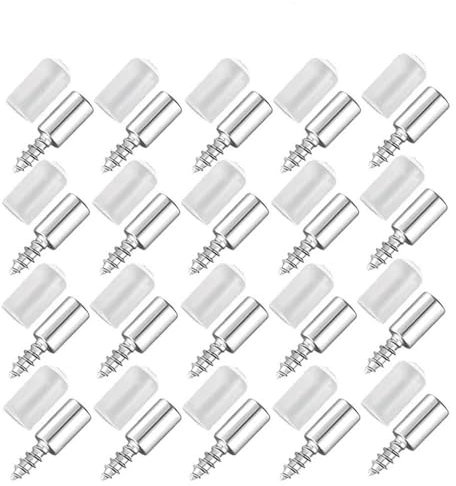 Lot de 100/10 vis autotaraudeuses pour plaque de fixation de placard, supports de septum, chevilles de support d'étagère à vis fixes avec manchon antidérapant, argent, lot de 15