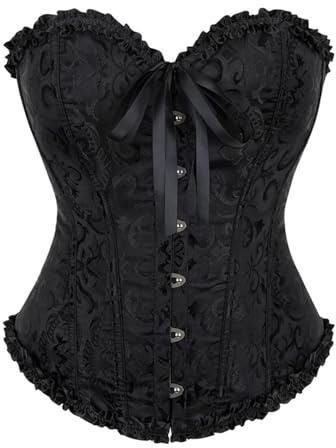 Zaleau Corsetto Donna Overbust Sexy Corpetto Top Bustini Burlesque Corsetti per Halloween Taglie Forti, XS-6XL