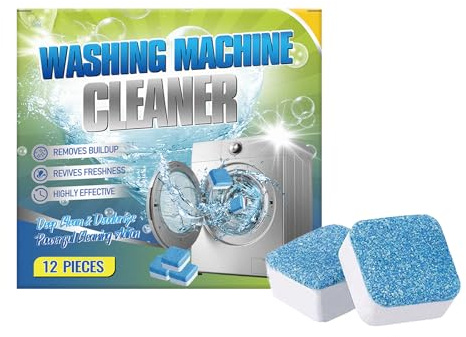 KOAHDE Washing Machine Cleaner,Washing Machine Cleaner Effervescent Tablets,Washer Deep Cleaning Tablets,12PCS,Clean Dirt Residue,Remove Odors,Improve Cleanliness,Suitable for All Models