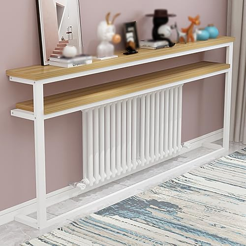SXKLYRF Tablette Radiateur à 2 Niveaux, Meuble Cache Radiateur, Meuble Canapé, Console D'entrée pour la Maison ou Le Bureau(Beige,100x20x100cm/39x8x39in)