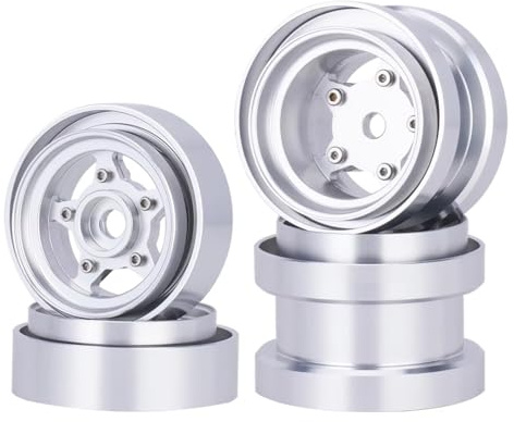 RC Beadlock-Felgen Für Tamiya Für Hornet Sand Scorcher Für Tamiya 1/10 4-teiliges CNC-gefrästes Aluminium Beadlock Radnaben Set RC Für Buggy Teile(Silver)