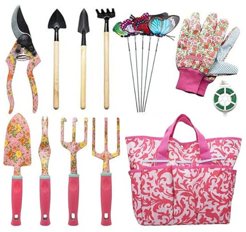 Nhujevkom Ensemble De Jardinage pour - Kit De Pelle À Planter Rose,Outils de Plantation pour Tout-Petits en Plein Air | pour Jardin Arrière-Cour Extérieur Pelouse Serre et Platebande Sursol