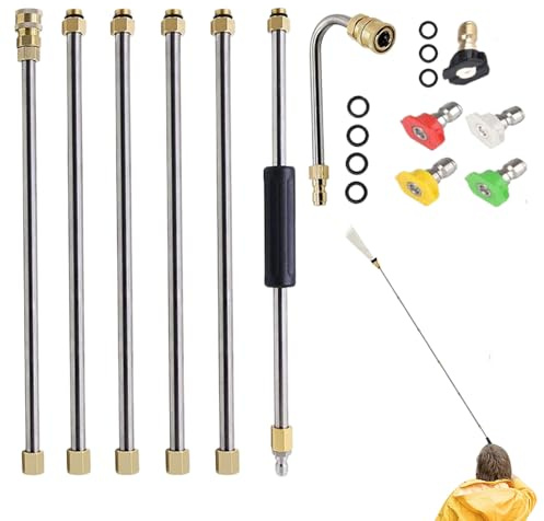 Lanza Extensible Para Hidrolimpiadora | Boquilla Telescópica De Hidrolimpiadora De 276 Bar - Boquilla De Limpieza De Canalones Potente | Para Jardín Canalón Entrada Patio Techo Hormigón Patio Trasero