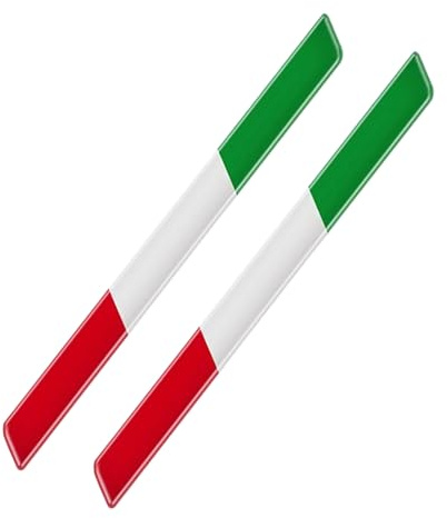 2 adesivi bandiera italiana tricolore eleganti in resina epossidica decorazione 3D per moto ovest adesivi per auto perfetti per veicoli, moto, biciclette | Maison Garage E