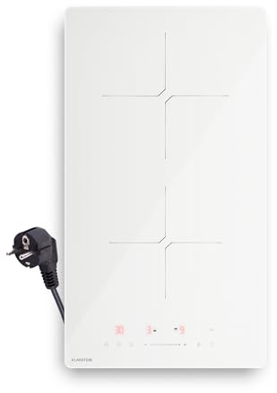 Klarstein PowerGlide Induktionskochfeld - 2-Zonen, 3500W Boost, Touch-Schieberegler, Timer & Kindersicherung, Restwärmeanzeige, Glaskeramik, 30cm, Kochfeld Induktion, Weiß