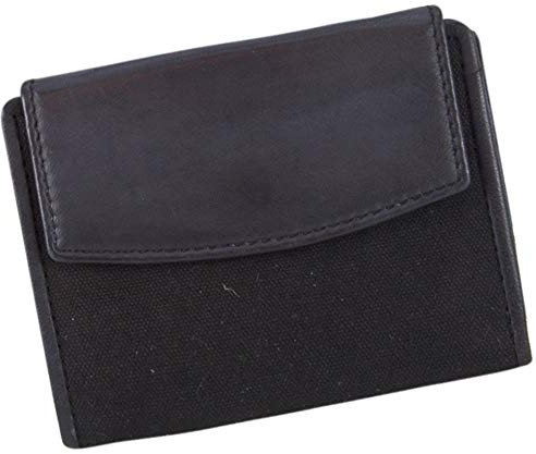 Sunsa Damen Leder/Canvas Geldbörse. Kleine Geldbeutel. Braune Brieftasche. Vintage Portmonee. Geldtasche mit viele Fächer (schwarz)