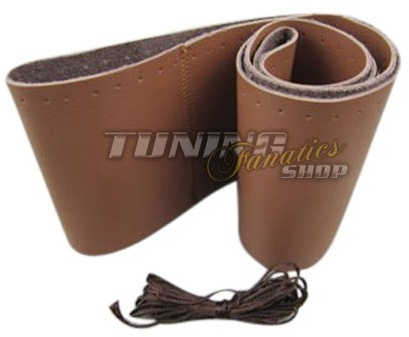 PREMIUM Echt-Leder Lenkrad Bezug Schoner Lederlenkrad 37-39cm zum Schnüren BRAUN