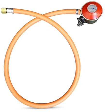 BRENNER Propane Regulator & Hose Kit – 27mm Clip-On 37mbar LPG Gas Regulator with High-Pressure Hose & 1/4 BSP Nut – BBQ, Camping Stove, Patio Heater, Caravan & Outdoor Cooking Accessory